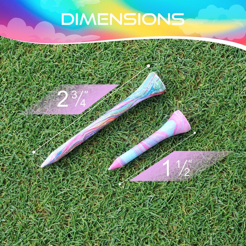 EWILLING Store Golf Tees Multiple Colors Mixed Size Package, 100pcs Professional Bamboo/Wood Golf Tees, Size 3-1/4", 2-3/4" & 1-1/2" Reduce Friction and Resistance - Image 4